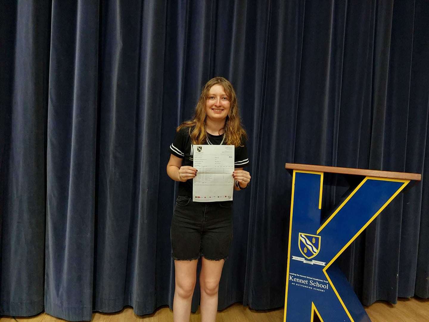 Jessica Abraham at Kennet School's GCSE results day