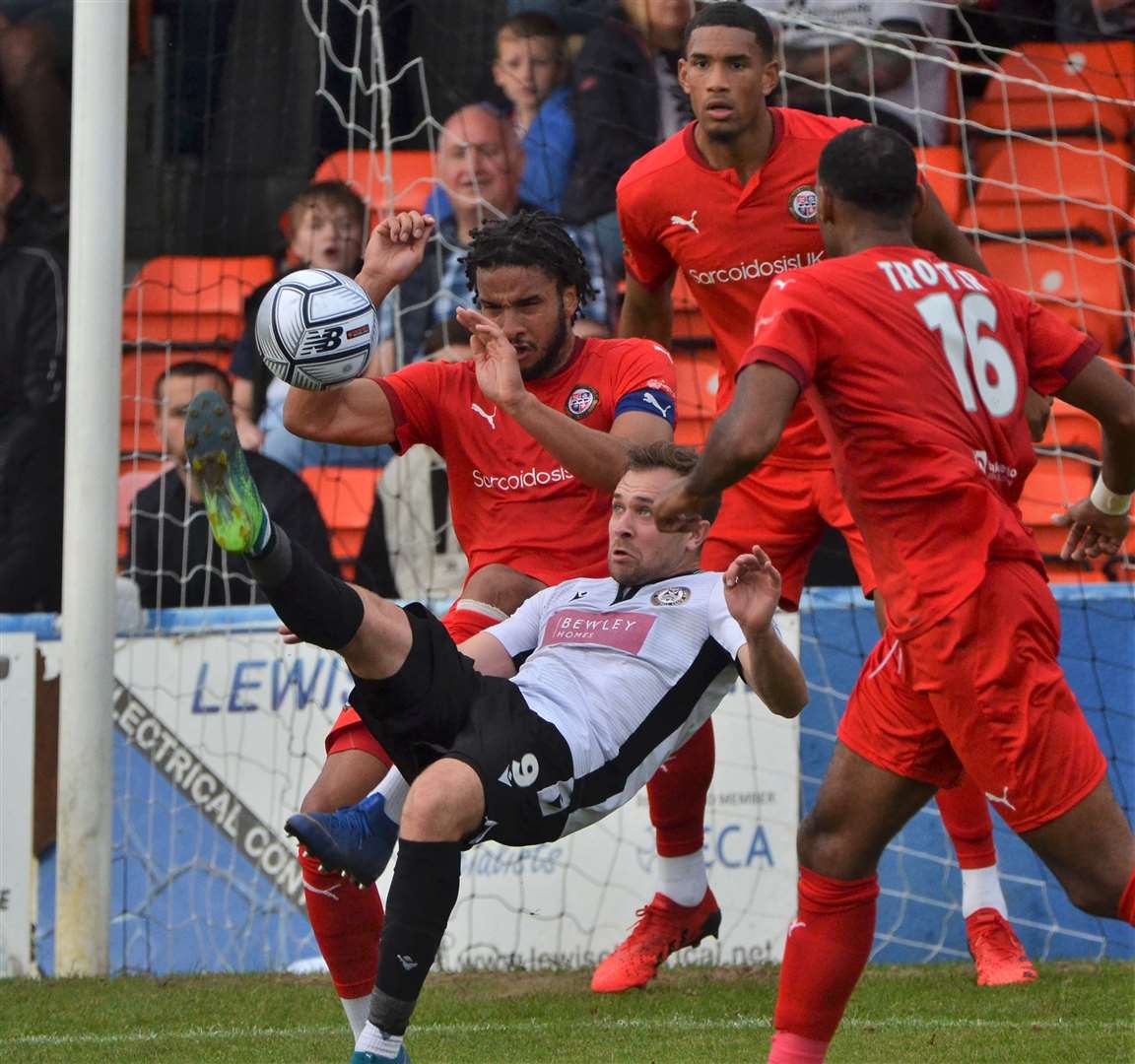 Ryan Seager goes for an overhead kick