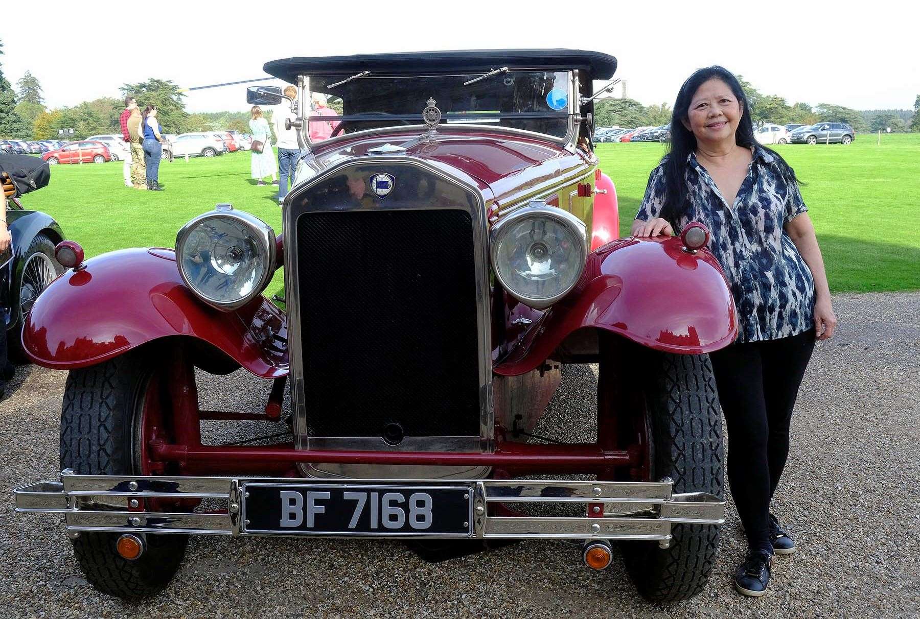 Local lady Elaine Moore from Chaddlesworth with her very early Lancia