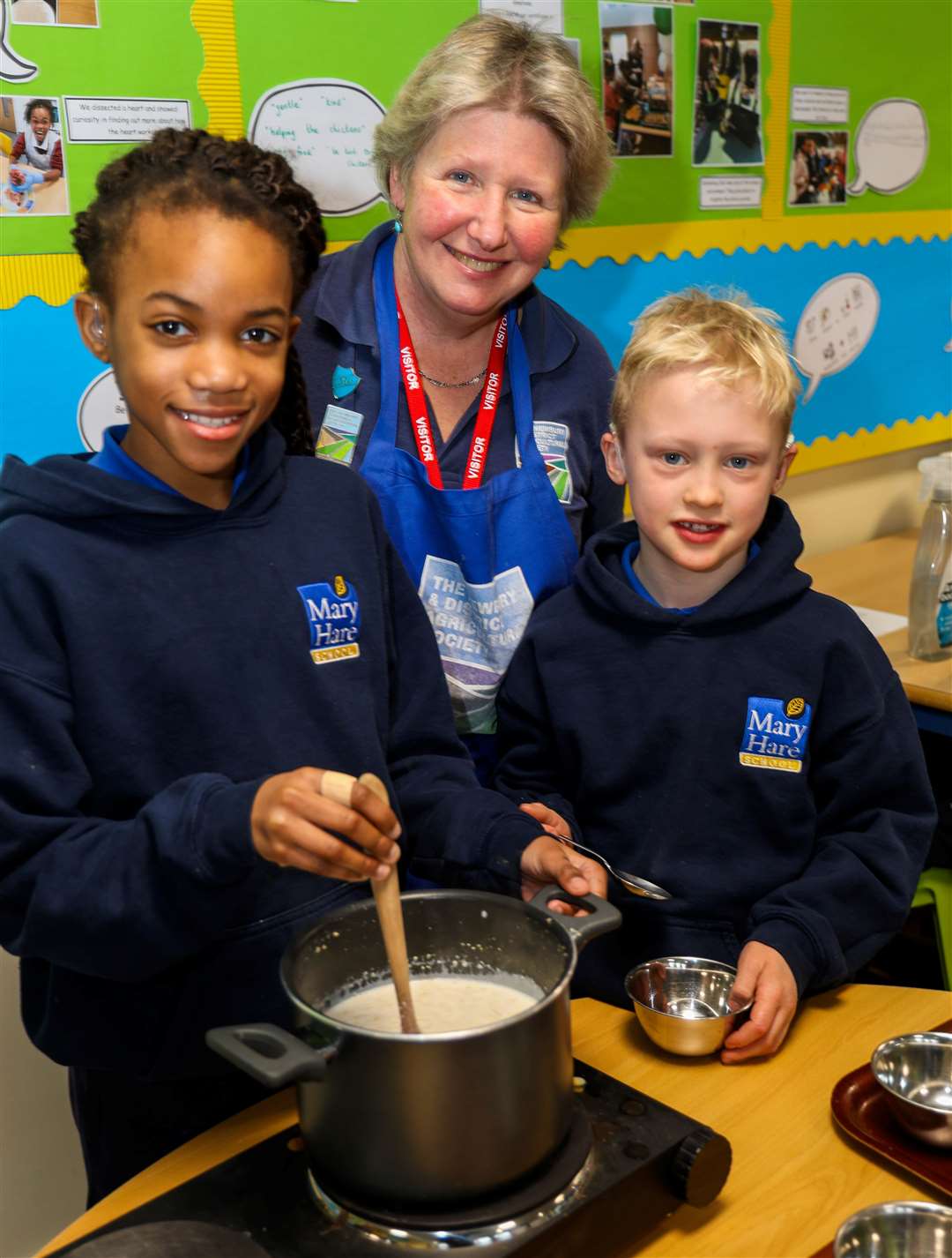 NADAS Education Officer Jan Murray with pupils from Mary Hare