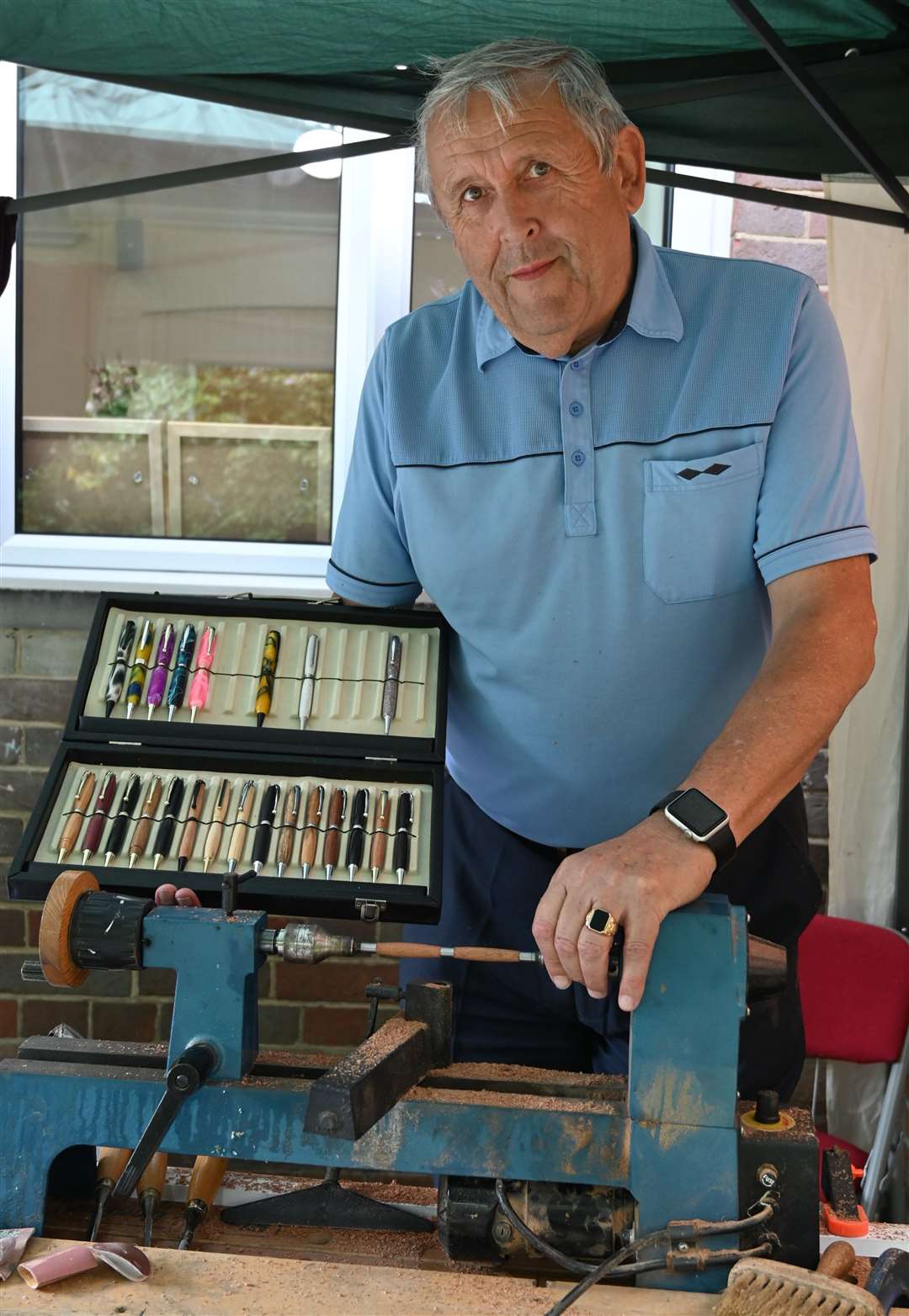 Richard Willis making wooden pens
