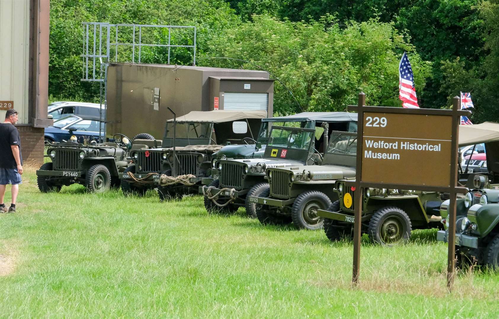 The RAF Welford Museum, with various military vehicles on display