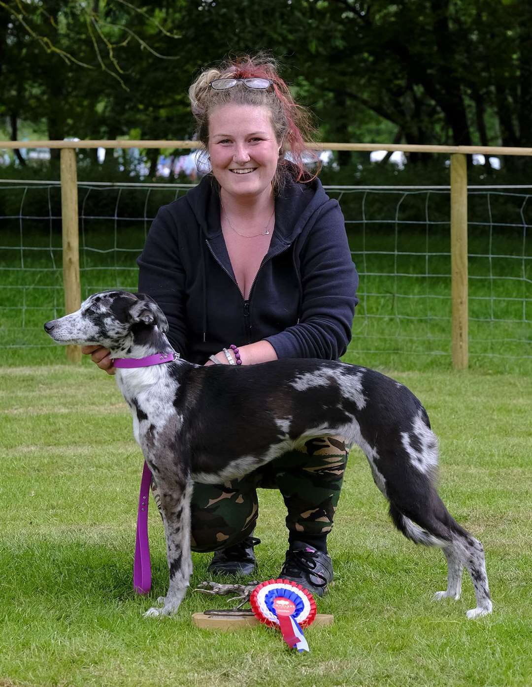 Winner of Hella Crawford Memorial Trophy, Gemma Baron with lurcher Harper, 8