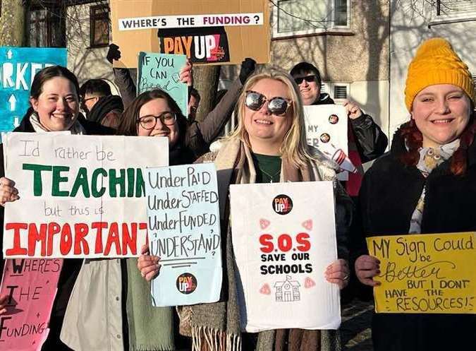 Teaching staff on strike in February 2023 during earlier walk-outs