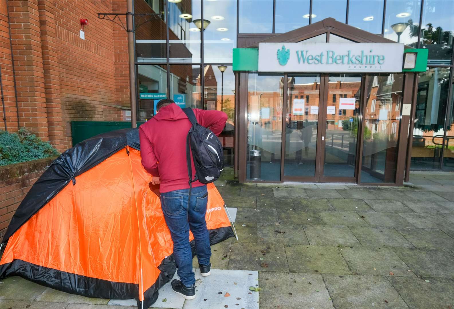 The men have set up tents outside West Berkshire Council’s offices