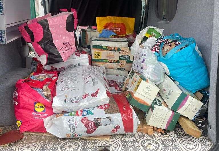 Steve’s van load of dog food. Credit: Dogs Trust