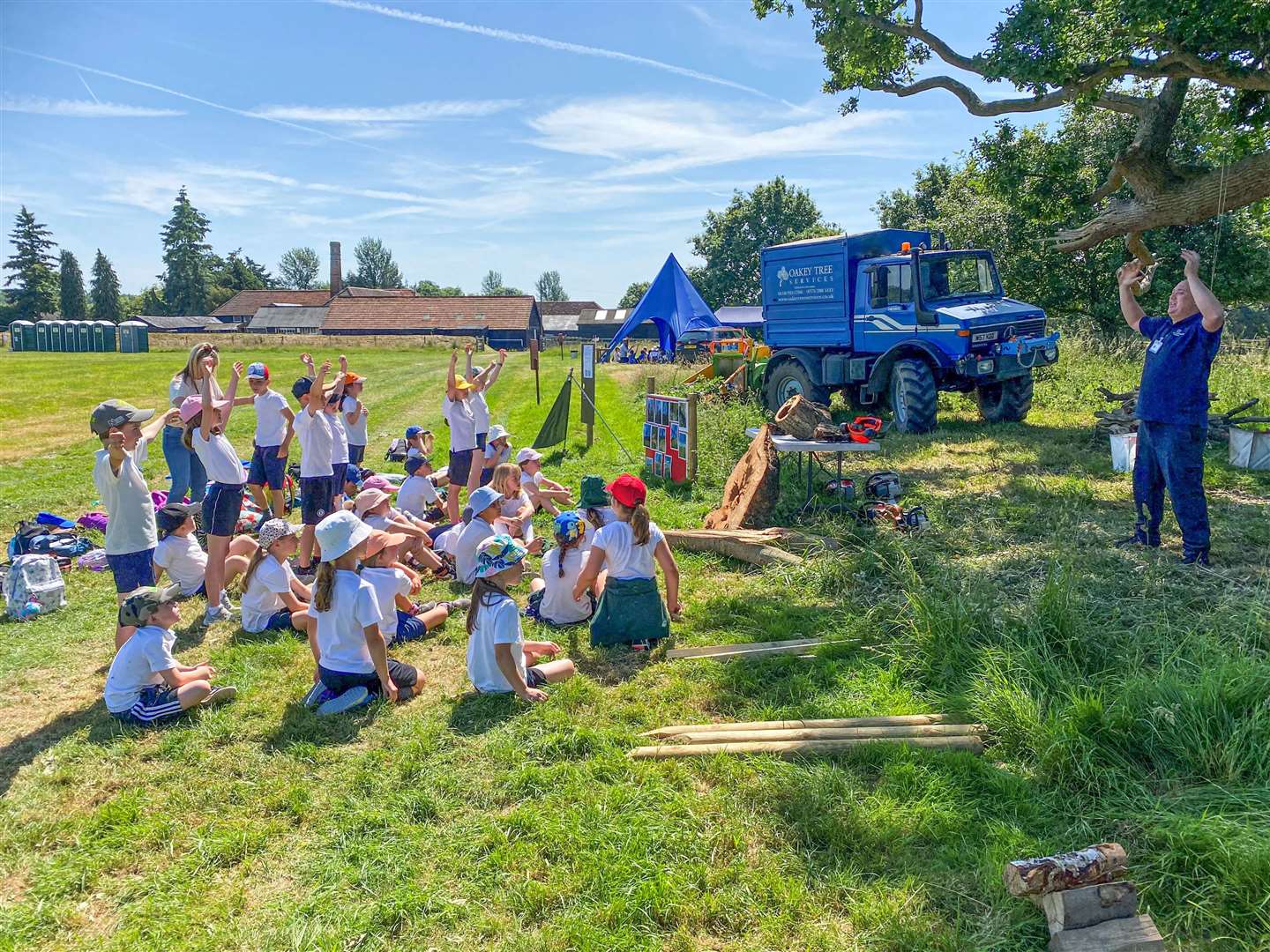 Pupils from Pangbourne Primary School enjoying their countryside classroom, credit: Englefield Estate