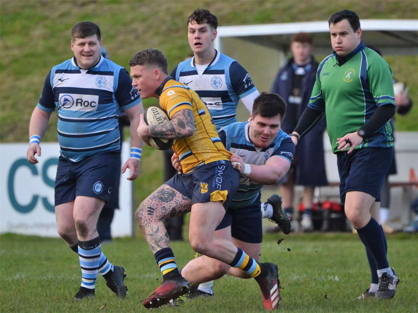 A crunching tackle from one Newbury player