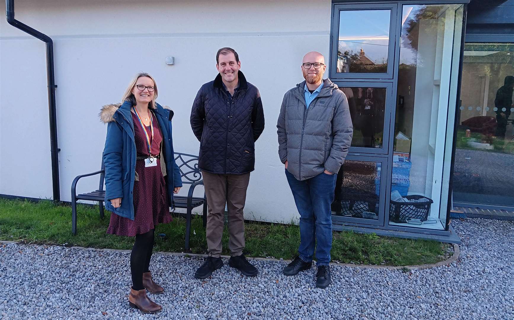 Response CEO Nicola Leavesley, Newbury MP Lee Dillon and Associate Director of Children, Young People and Families Jamie Douglas outside the new hub in September