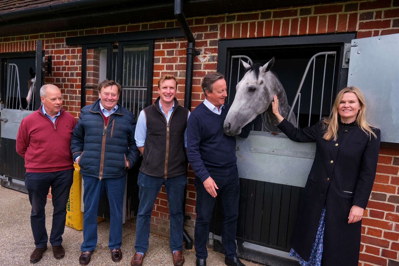(from left) Clive Cox, Nicky Henderson, Ed Walker, Lord Cameron and Laura Farris