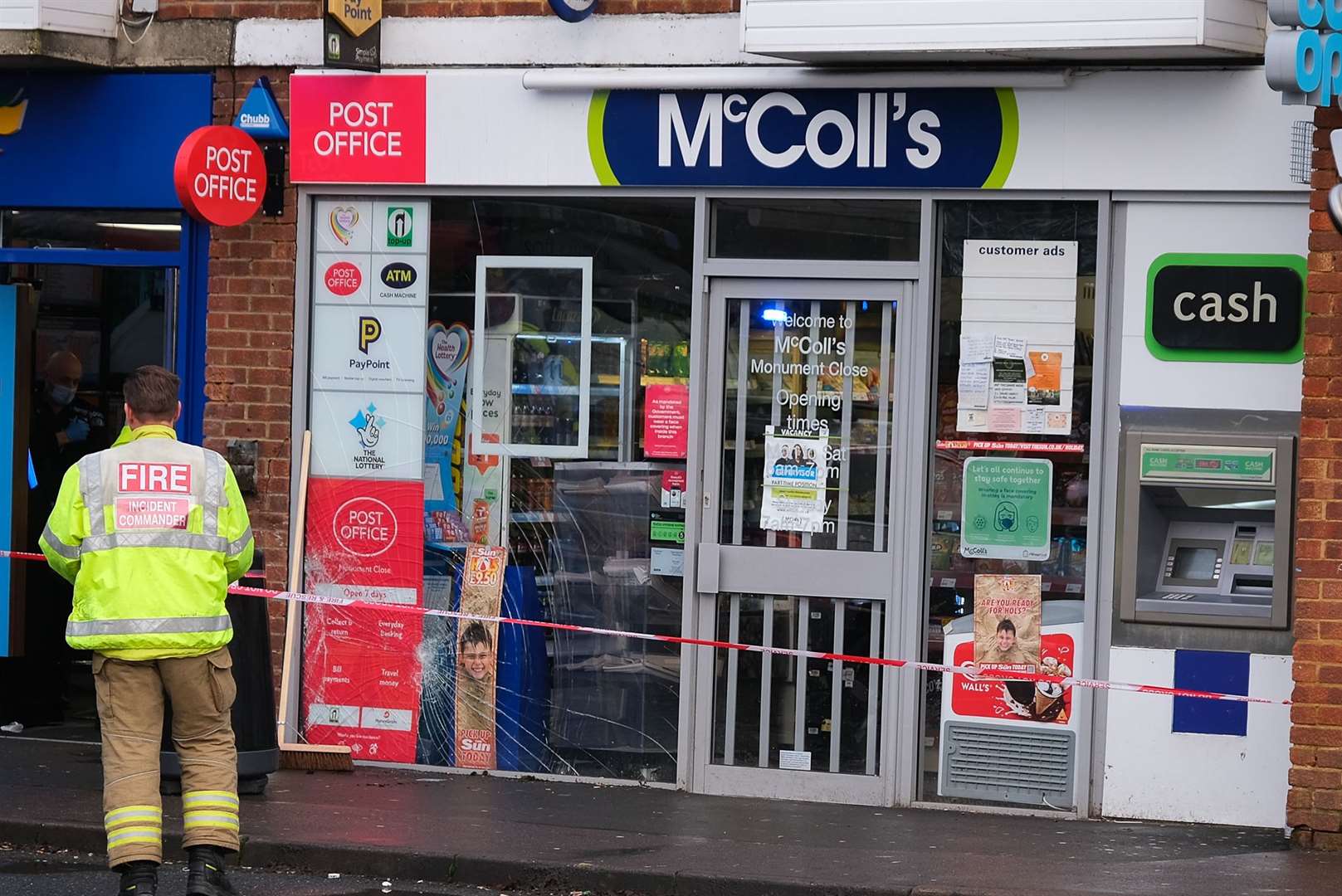 The scence outside McColl's in Wash Common this morning. Ref: 01-1721.