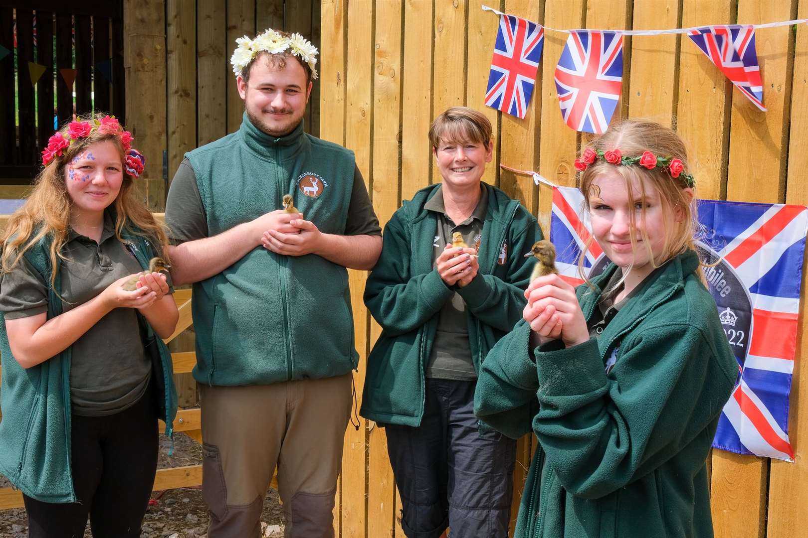 (From left to right) Jasmine Self, Aarron Cooper, Liz Elmore-Elkin and Jess Elmore-Elkin with the ducks born on Friday, June 3