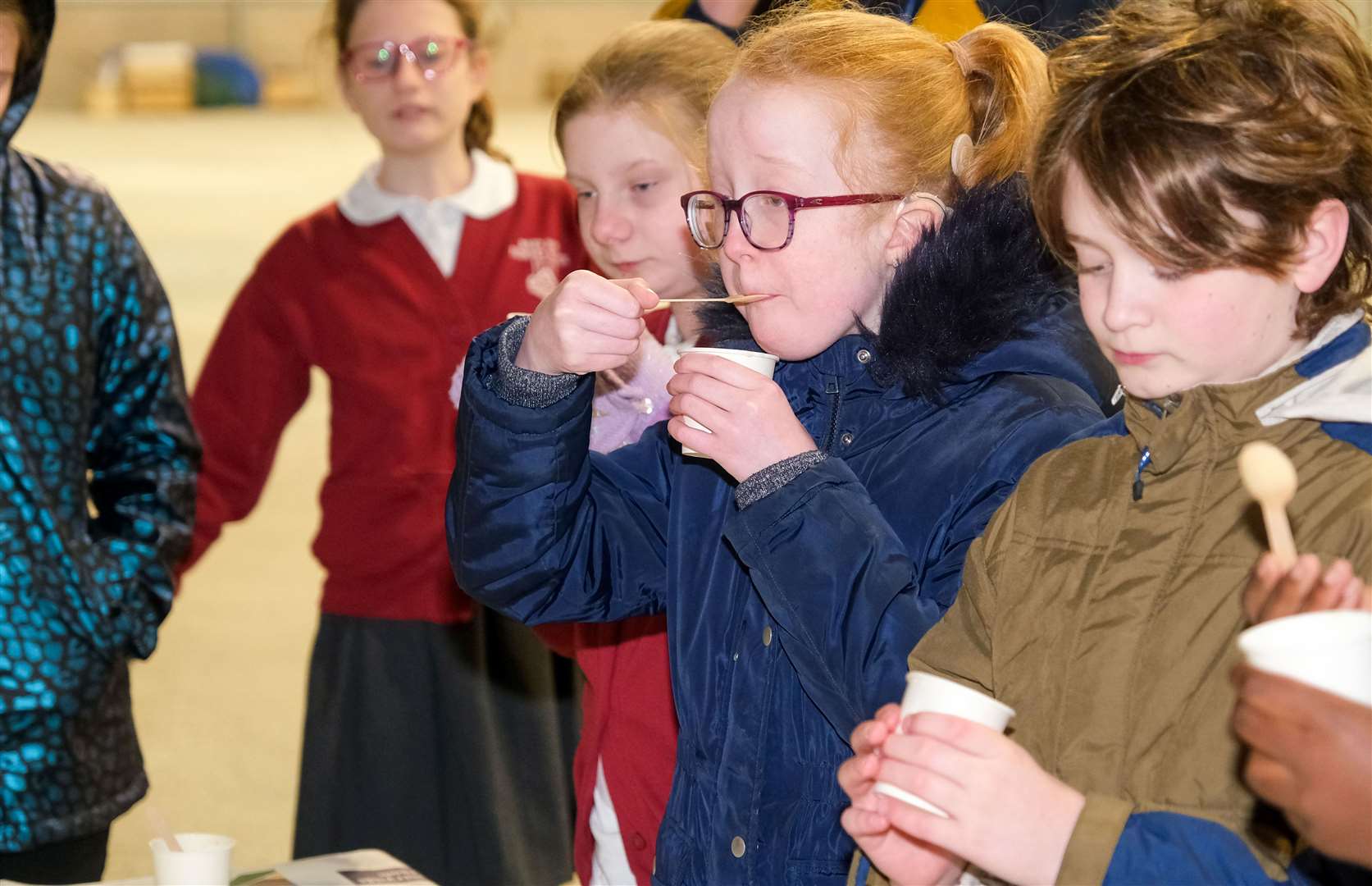 Mary Hare school pupils trying potato soup