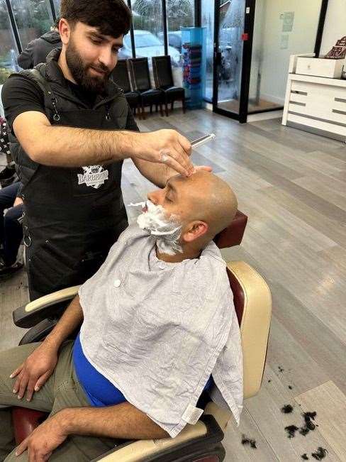 Jay Ganesh braving the shave