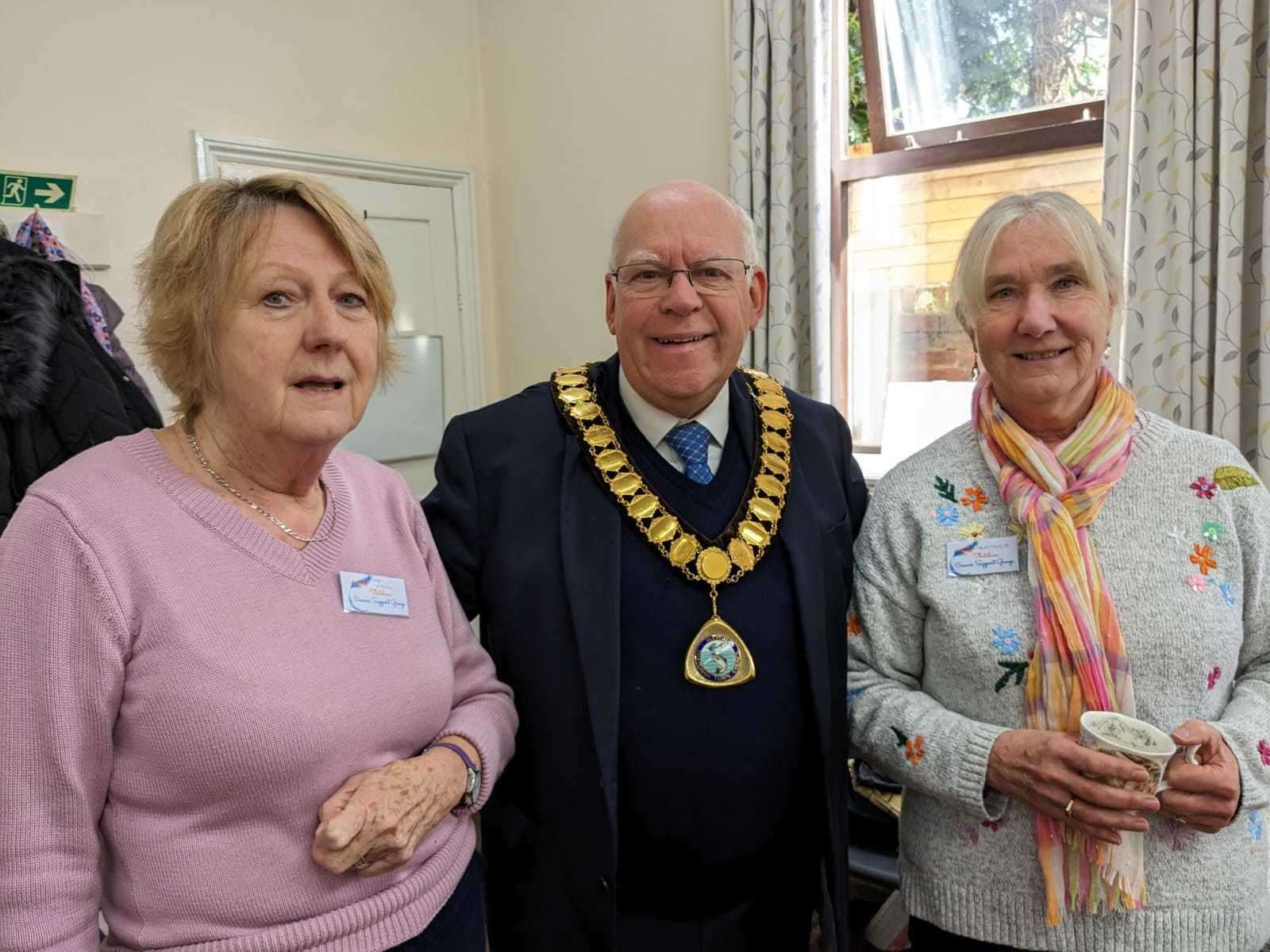 Mayor of Thatcham Jeff Brooks with Jane and Aileen Picture: Thatcham Cancer Support Charity