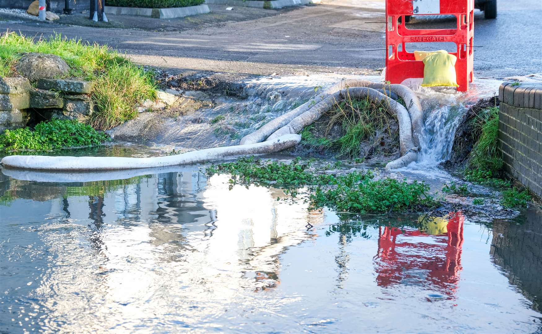 Raw sewage going into the River Lambourn in Wantage Road, Lambourn