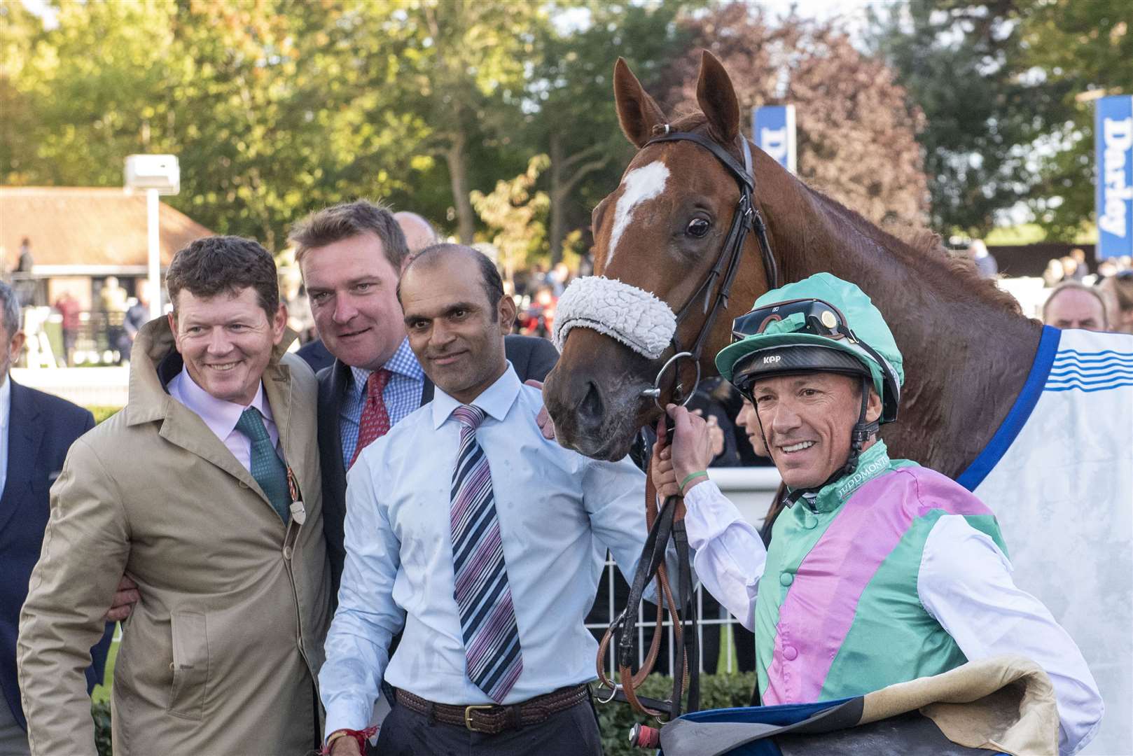 Balding celebrates with Chaldean and Frankie Dettori. Pic: Mark Westley