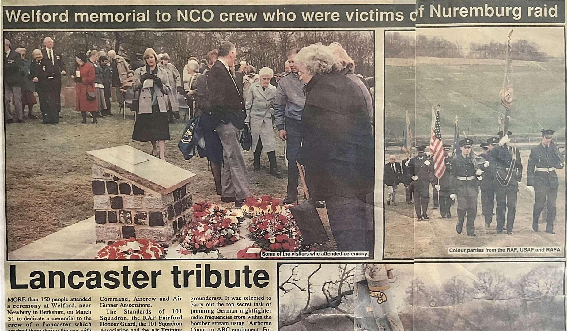 A report about the first Lancaster crash service at RAF Welford in 'Royal Air Force News' in 1990. Credit: Mirek Gosney