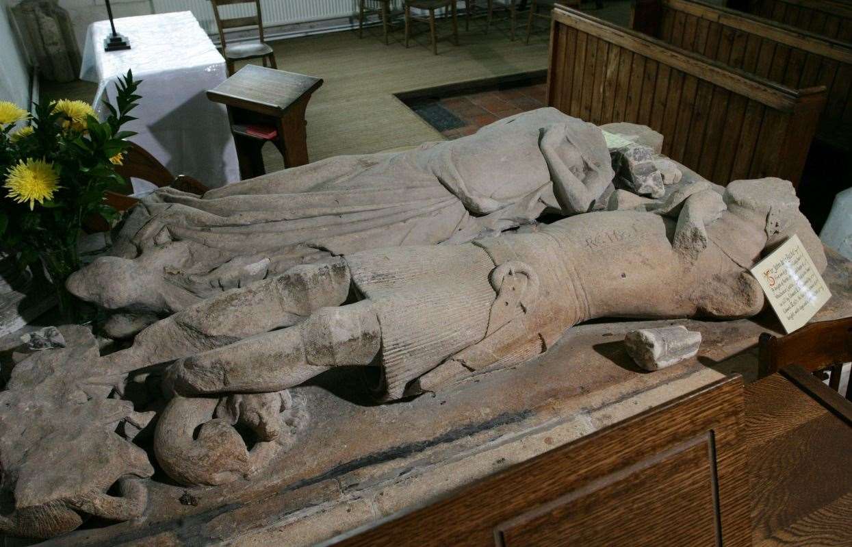 Two of the 12 14th-century effigies of the Norman De la Beche family, known as the Aldworth Giants