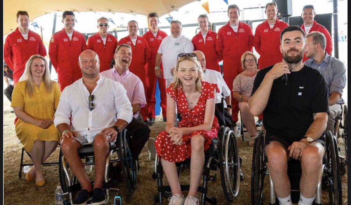 Abi Evans and fellow scholars with the Red Arrows at RIAT