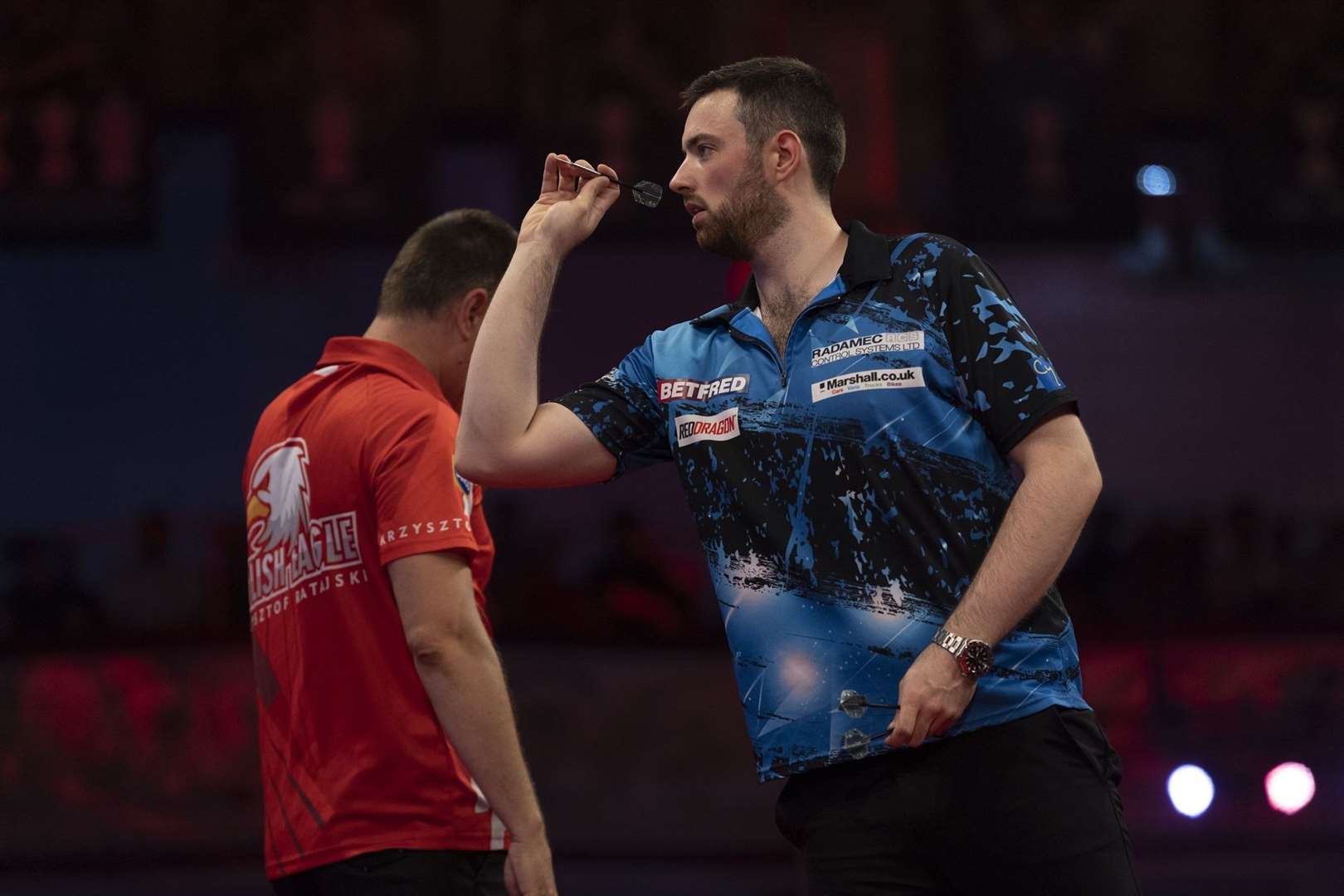 Luke Humphries in action Pic: Lawrence Lustig/PDC