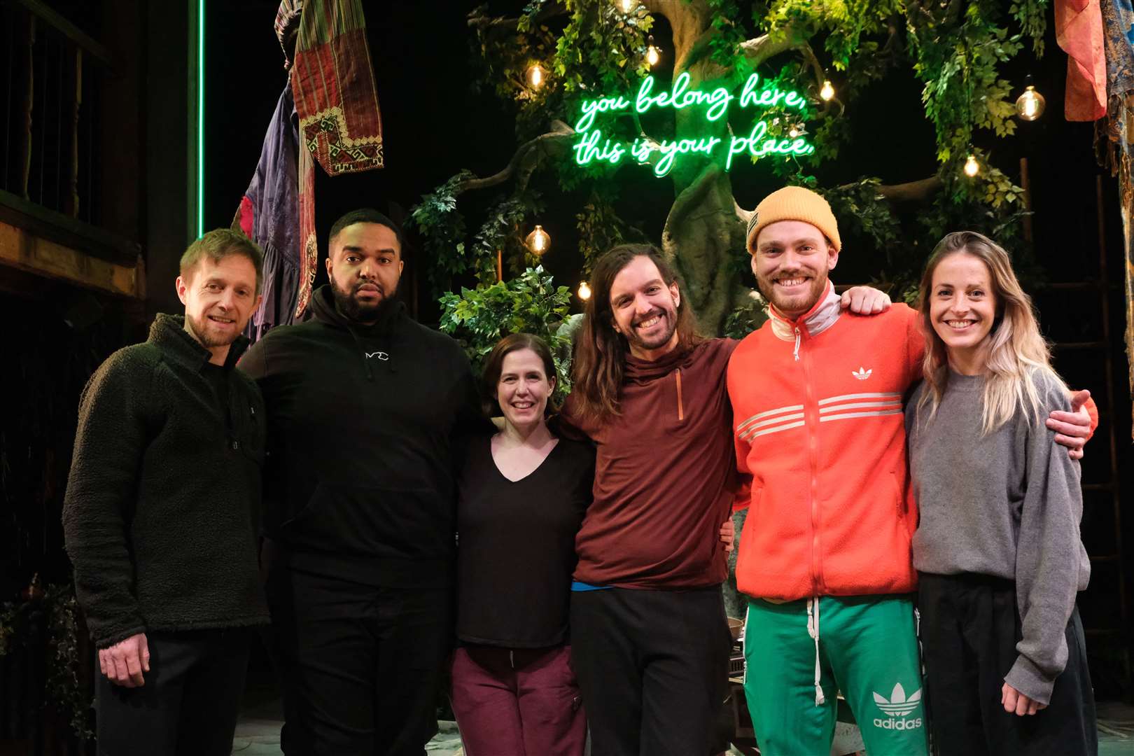 Members of the Jungle Book cast with director Tom Jackson Greaves