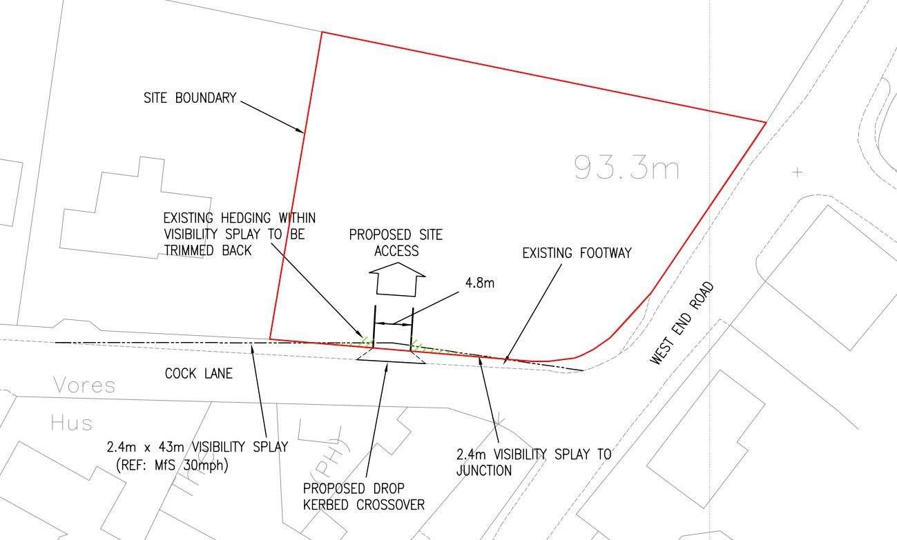 Plans for the proposed access to the new properties