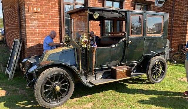 Vintage vehicle outside Greenham Common Control Tower