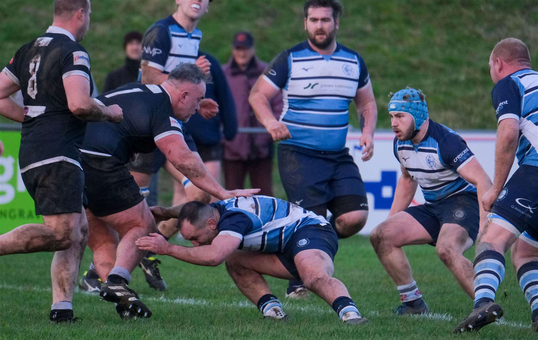 Captain Dan Thorne gets low for a tackle