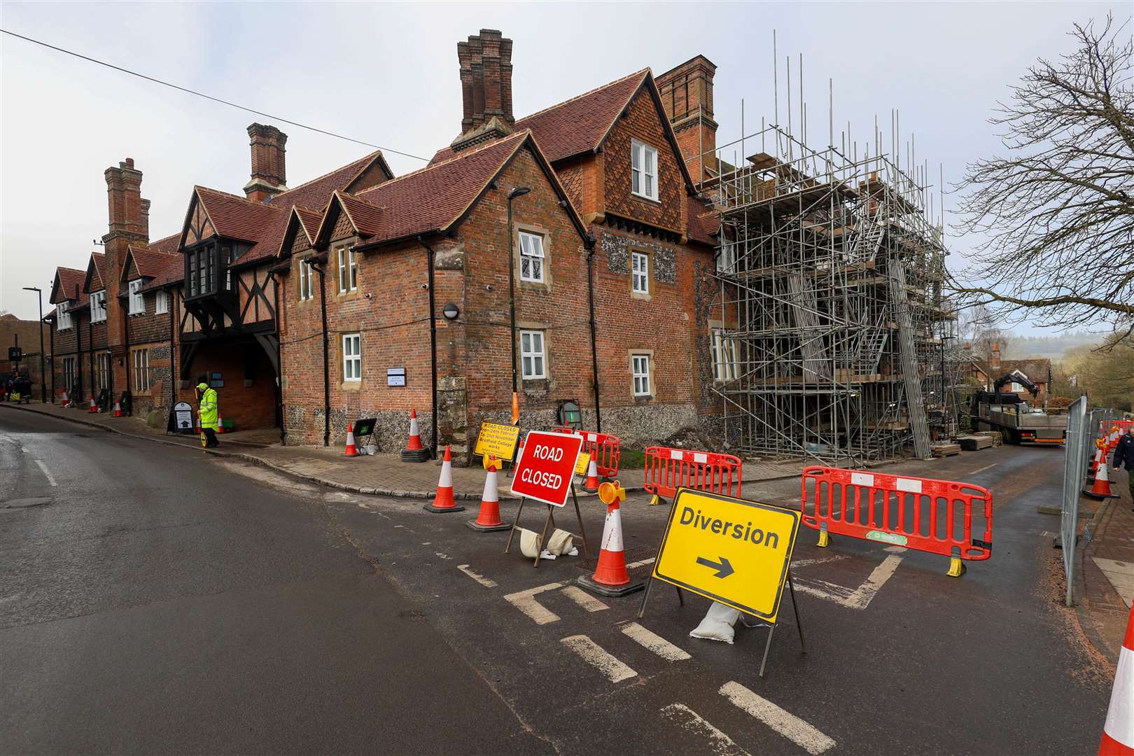 Roof replacement work being carried out on a boarding house at Bradfield College