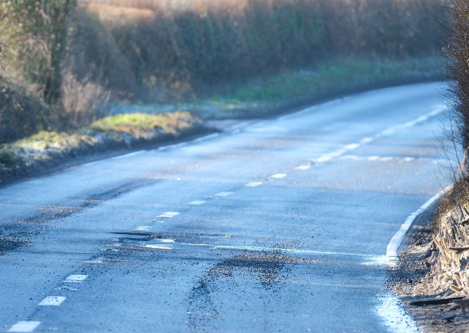 The pothole is located just south of The Pheasant pub on the A343 near Highclere