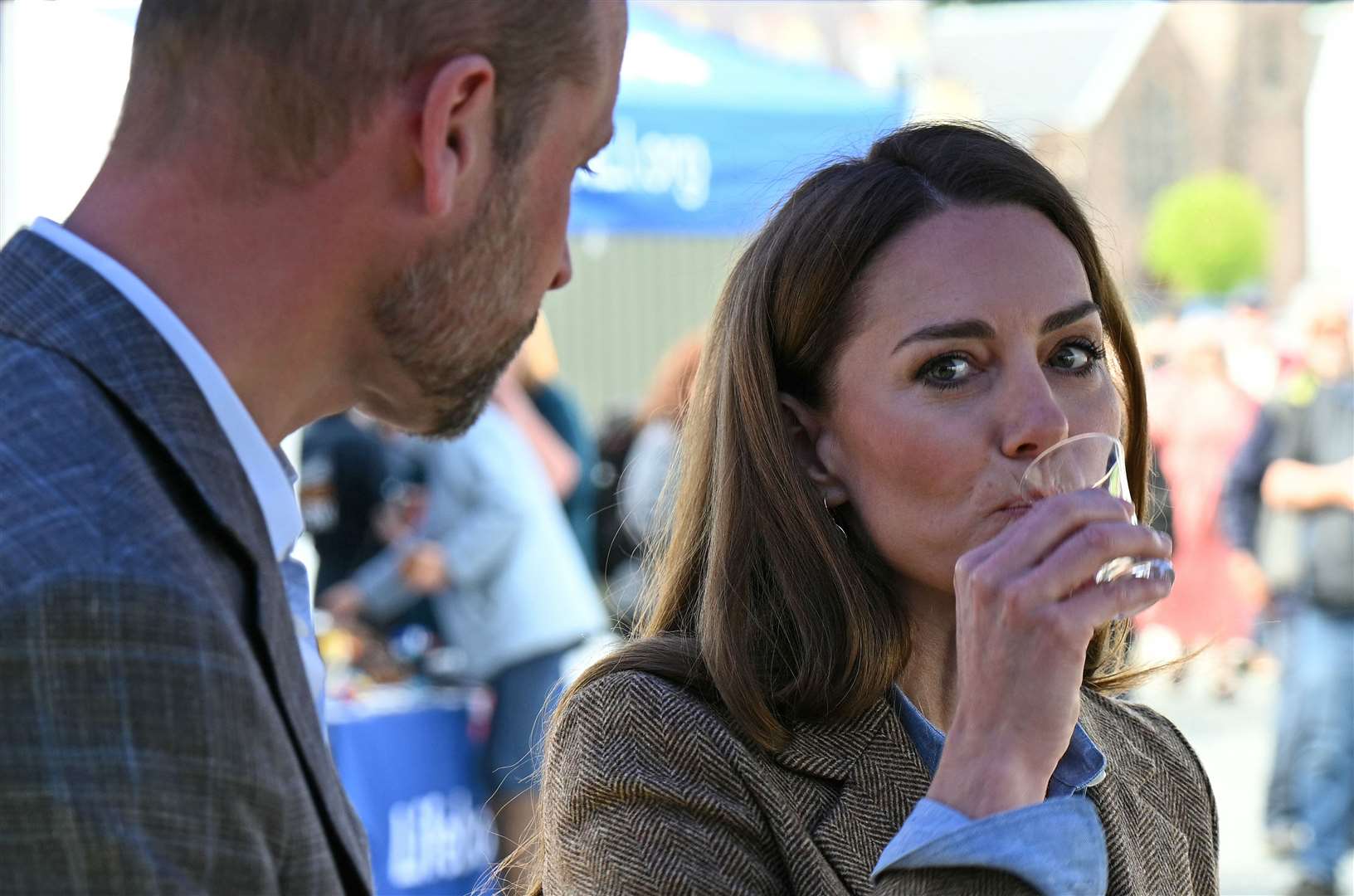 Kate showed off her new look on the island (Oli Scarff/PA)