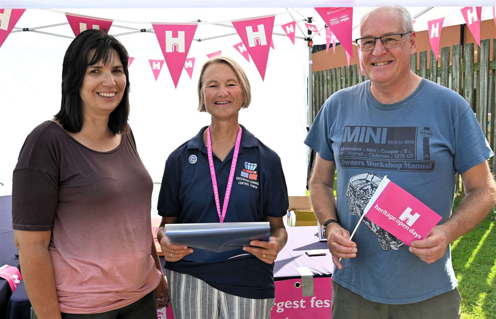 Cienwen Lally, of Greenham Trust, with Jan and Dave Mallins