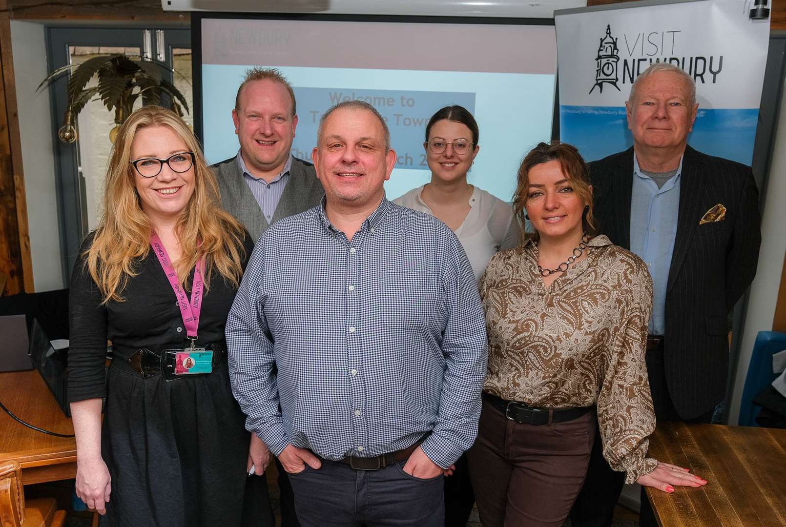 BID Operations Manager Alison Drummond, Kennet Centre CEO Richard Farley, BID CEO Warwick Heskins, Newbury Weekly news marketing consultant Rachel Edwards, West Berkshire Council Jhehona Hansell and head of UK BID Chris Turner