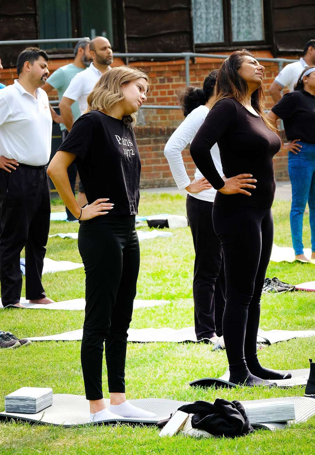 Residents take part in yoga day