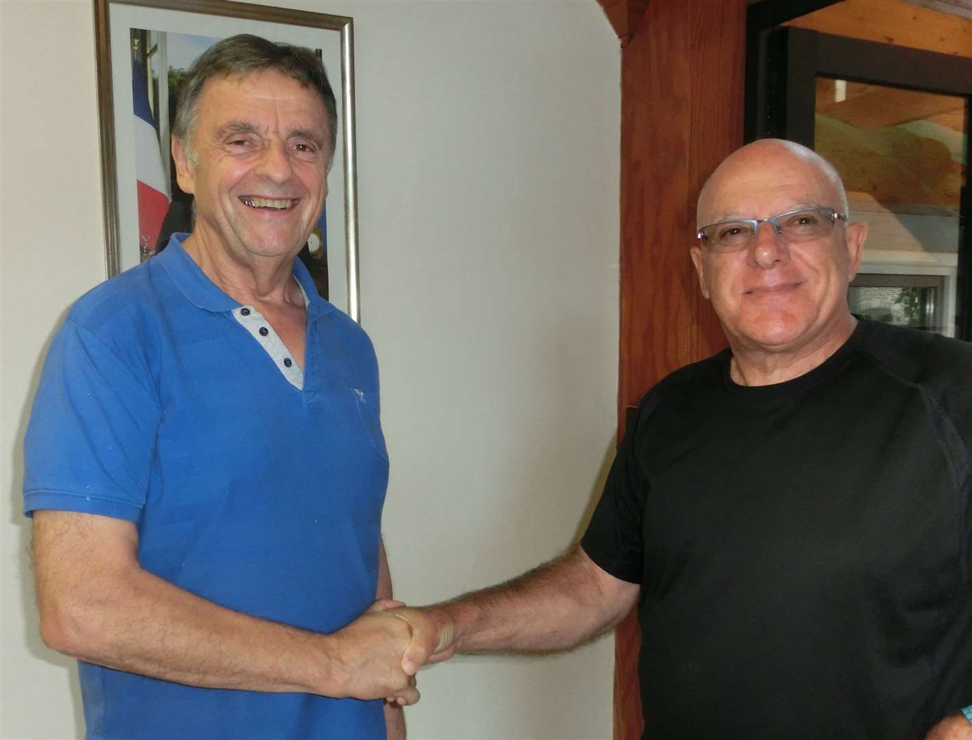 Claude Dupont, Mayor of Boussieres sur Sambre, left, and Feutry Bernard. Credit: Feutry Bernard