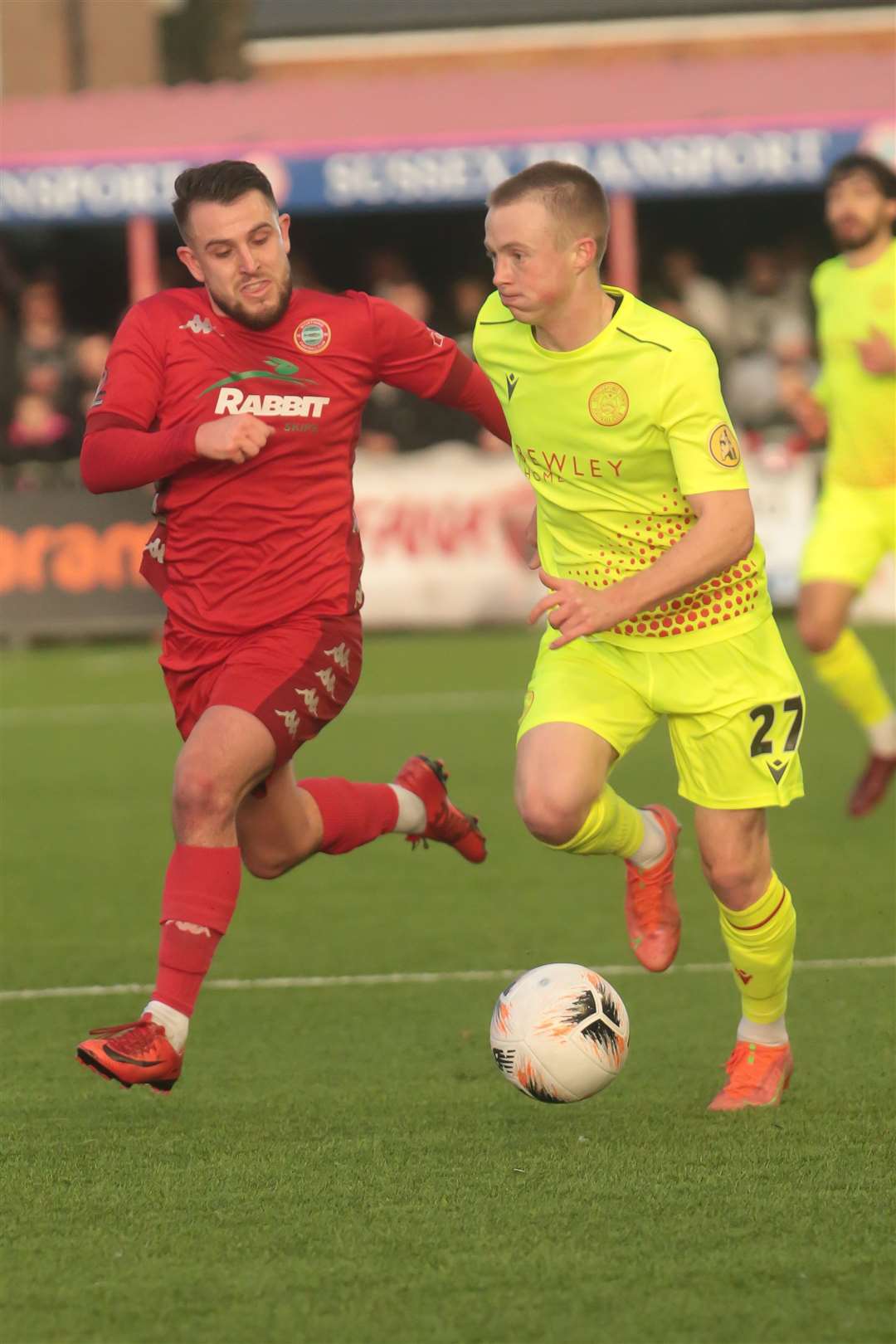 Ryan Jones is pursued by Worthing goalscorer Reece Meekums