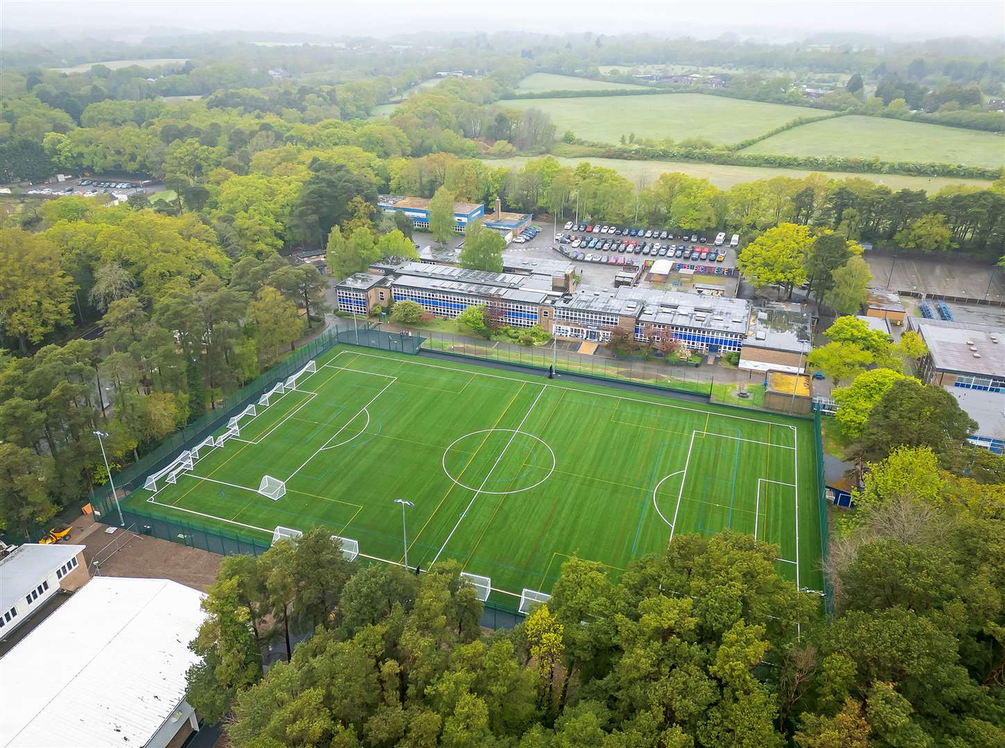 An aerial view of the new 3G pitch at The Hurst School. Pic by Stewart Turkington (www.stphotos.co.uk)