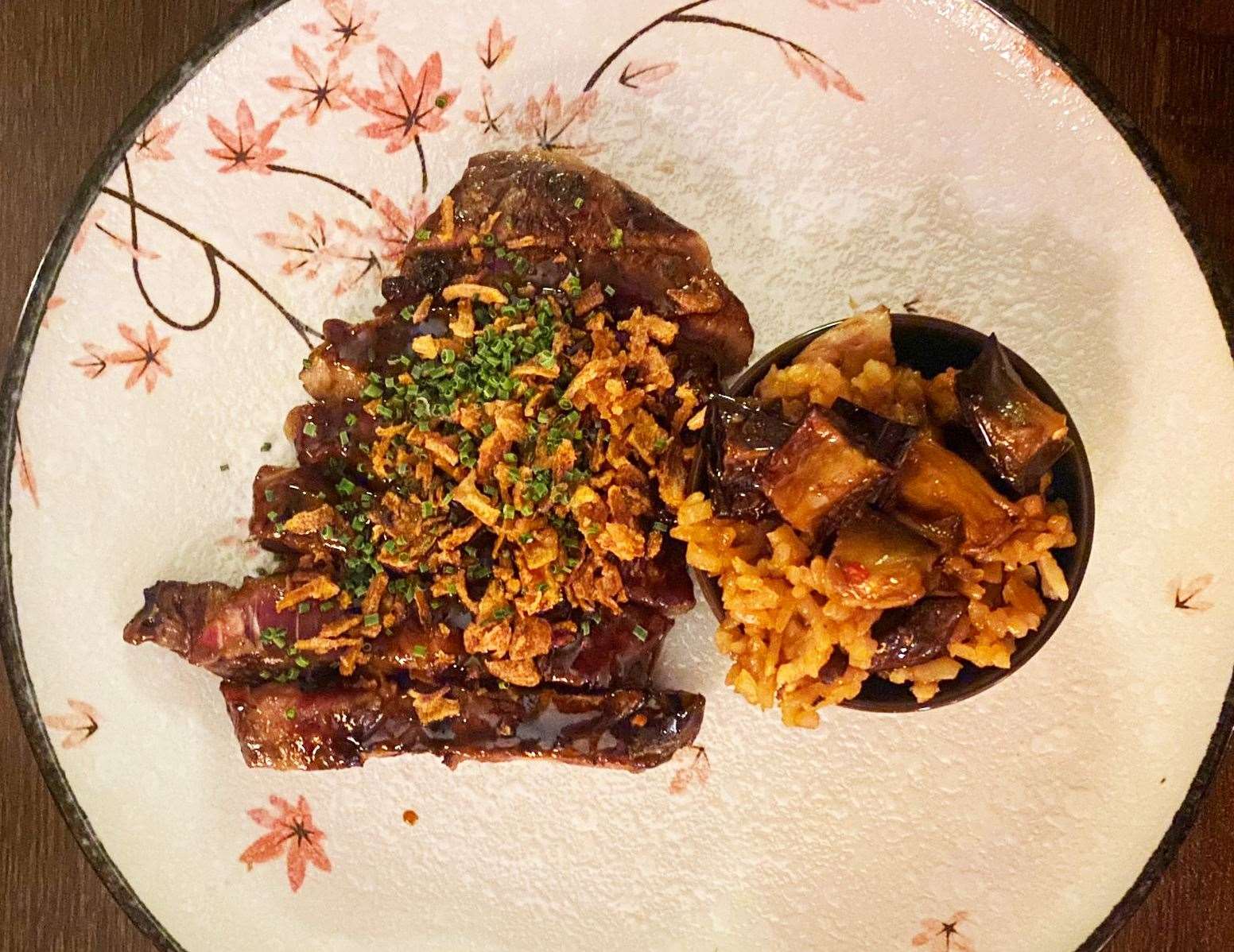 Spicy teriyaki ribeye of beef (£38)