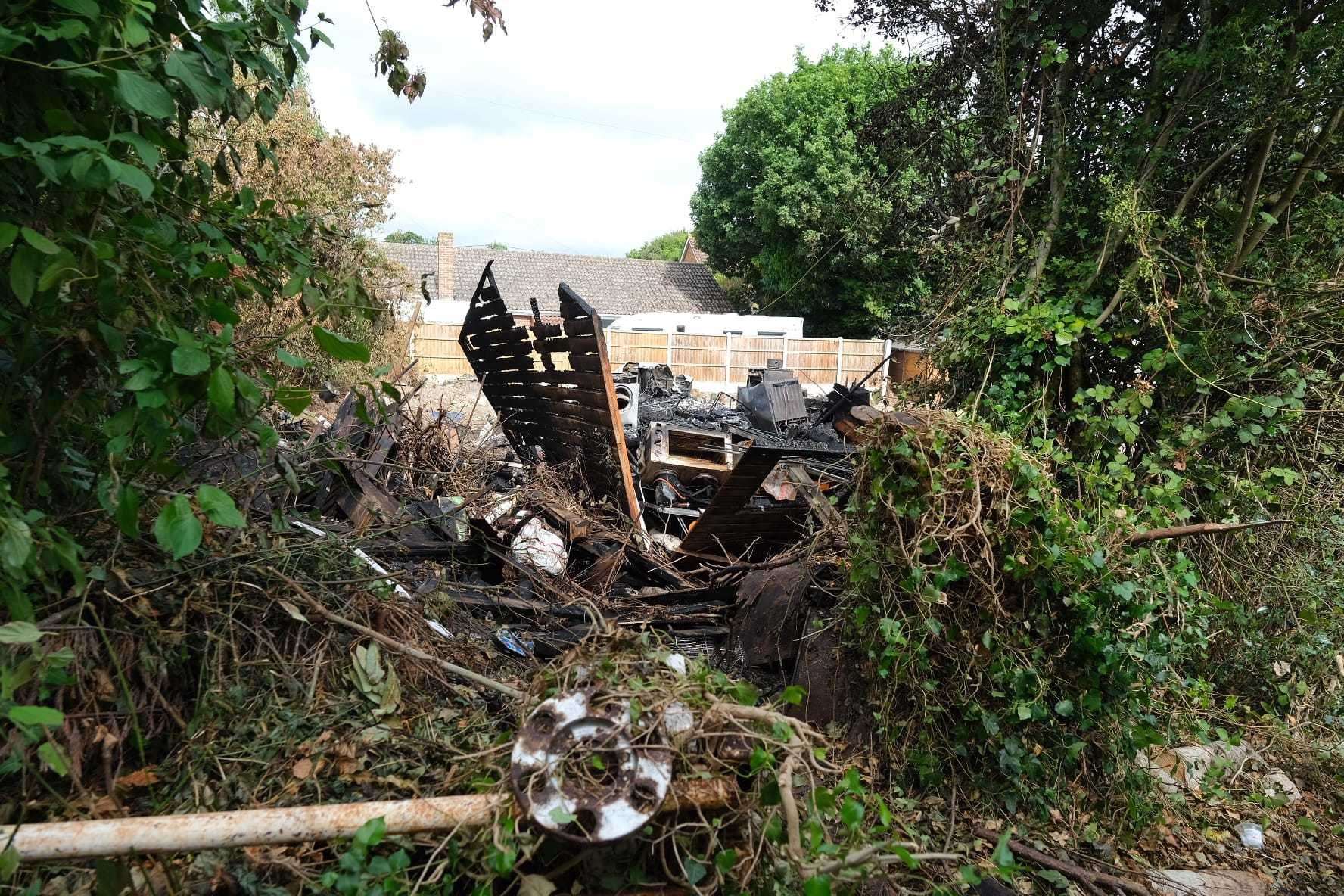 A fire overnight has destroyed a caravan in Pinks Lane, Tadley