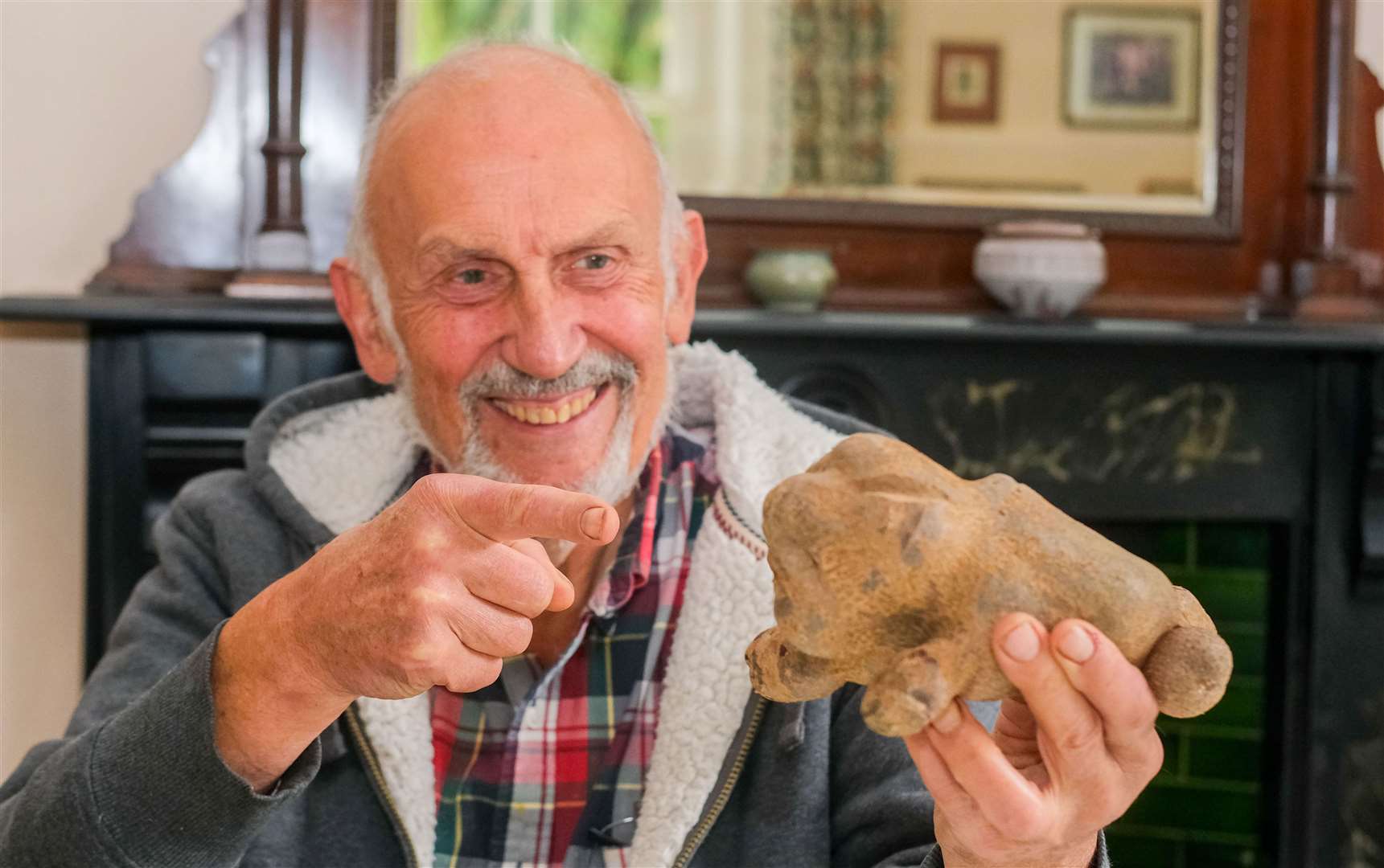Chris Gittins with his unusual potato