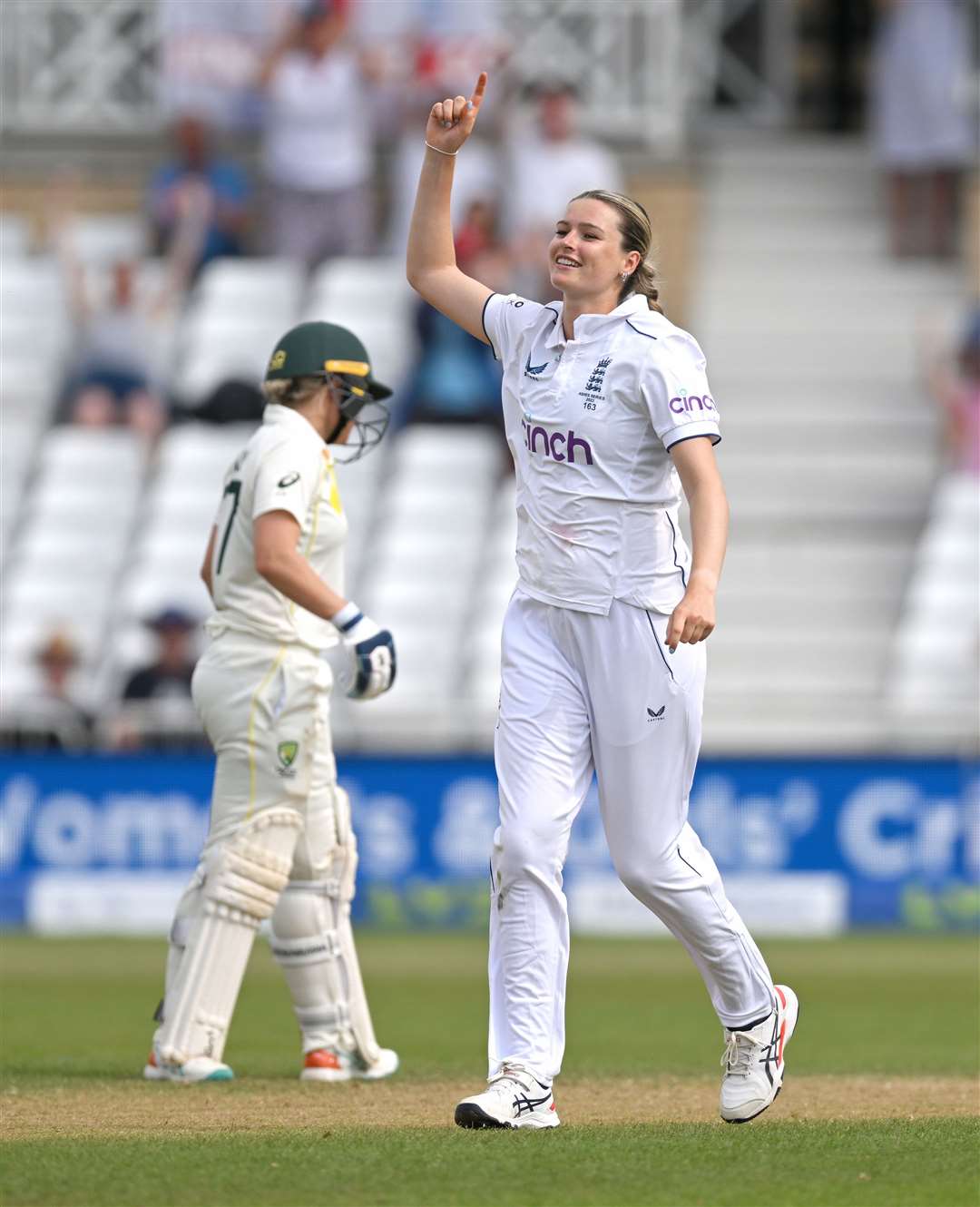 Lauren Bell strikes in the Ashes Test match