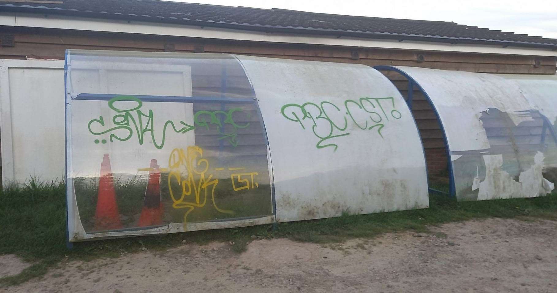 Photographs of some of the damage done to the Silchester Pavilion