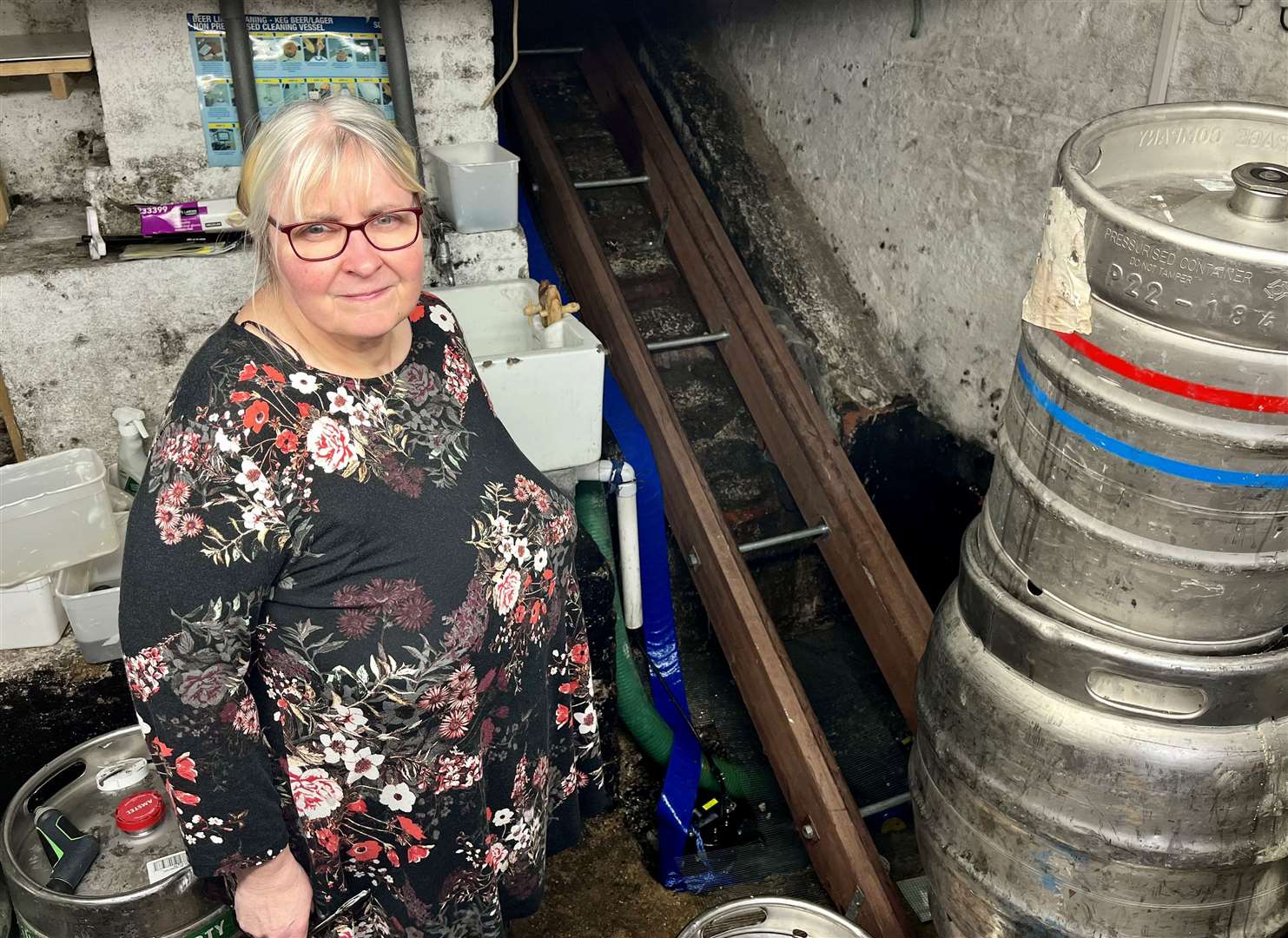Publican, Sarah Batchelor, first spotted flooding from the walls in the cellar while changing a barrel