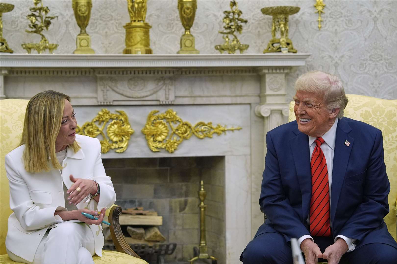 President Donald Trump meets with Italy’s Prime Minister Giorgia Meloni in the Oval Office of the White House on Thursday (Alex Brandon/AP)