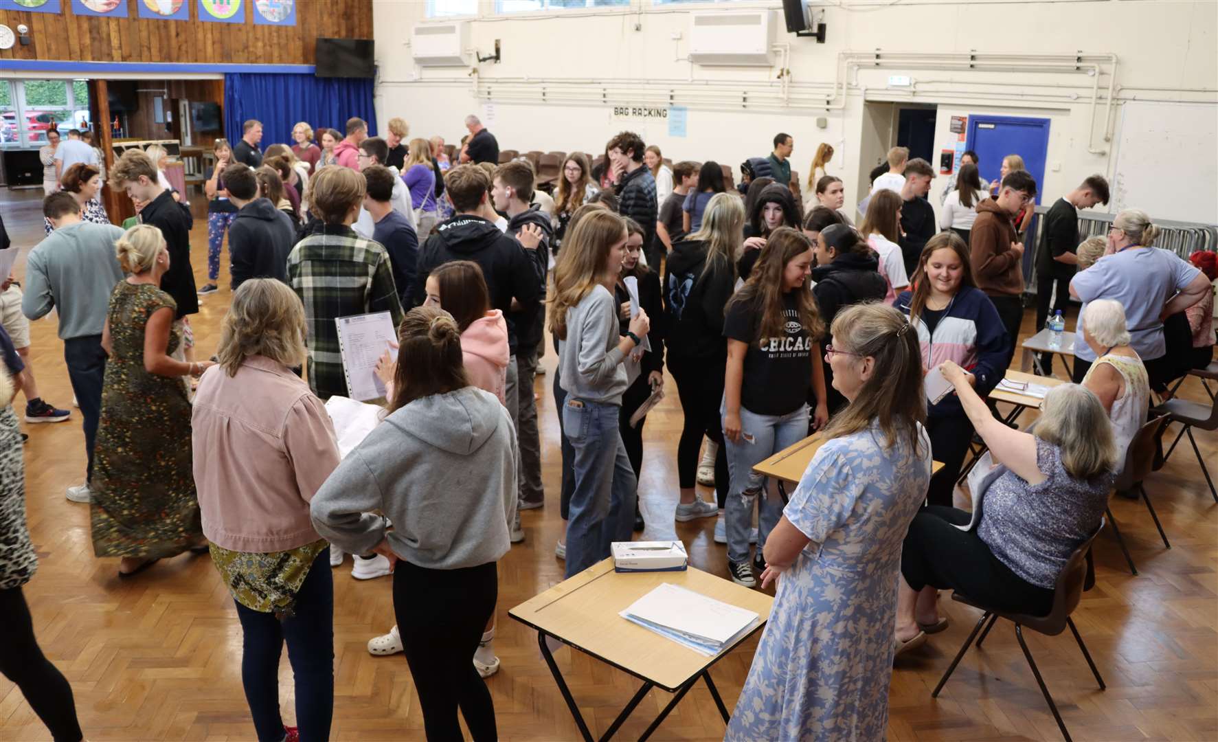 Year 11 pupils collecting their GCSE results