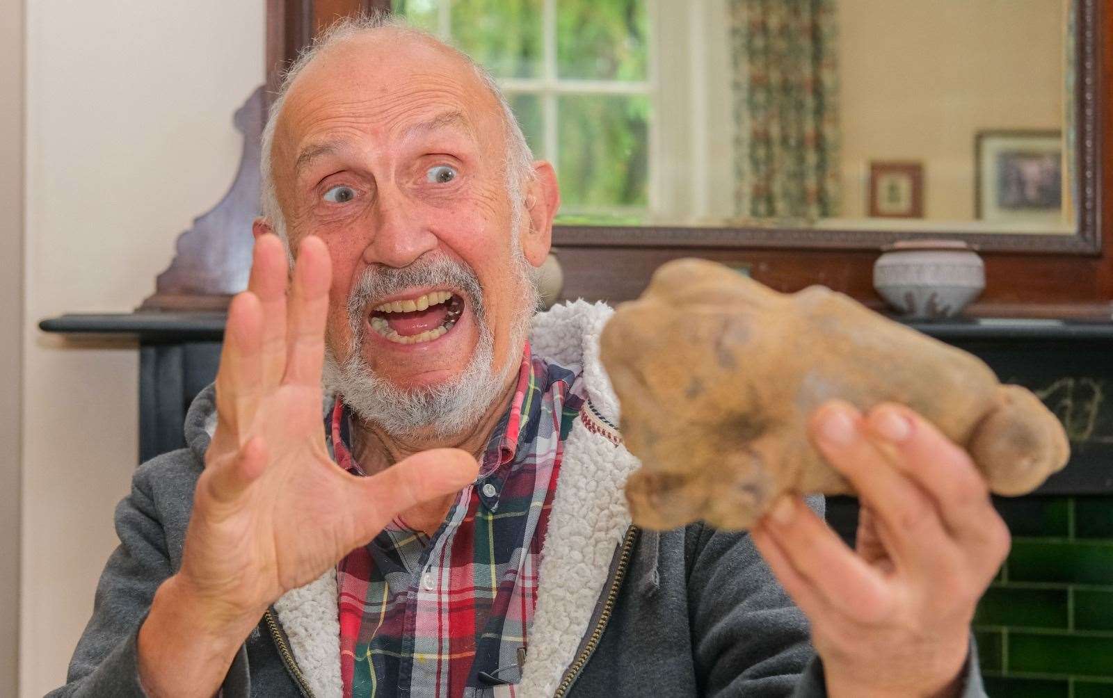 Chris Gittins with his unusual potato