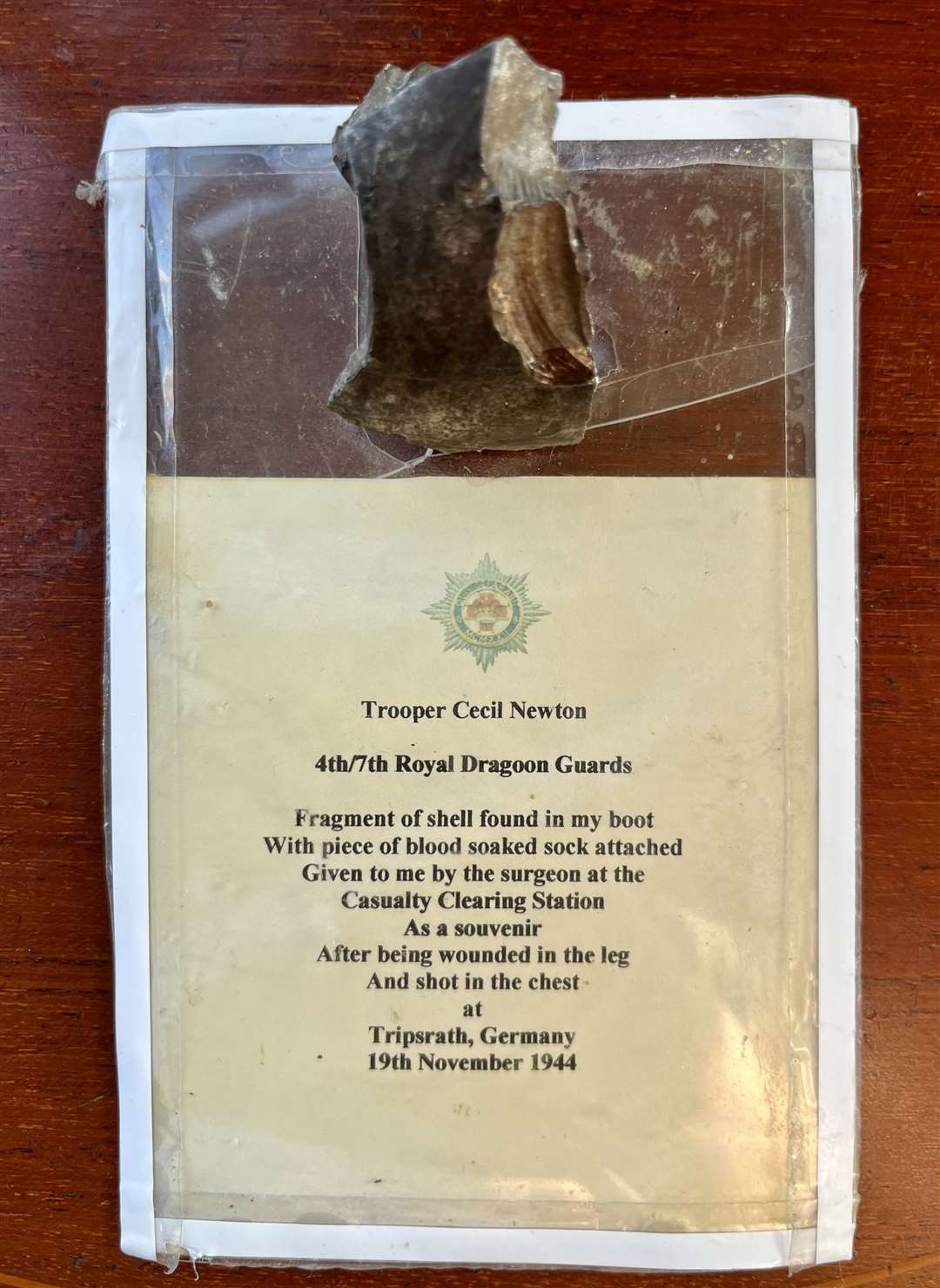 The shrapnel removed from Mr Newton's leg in 1944