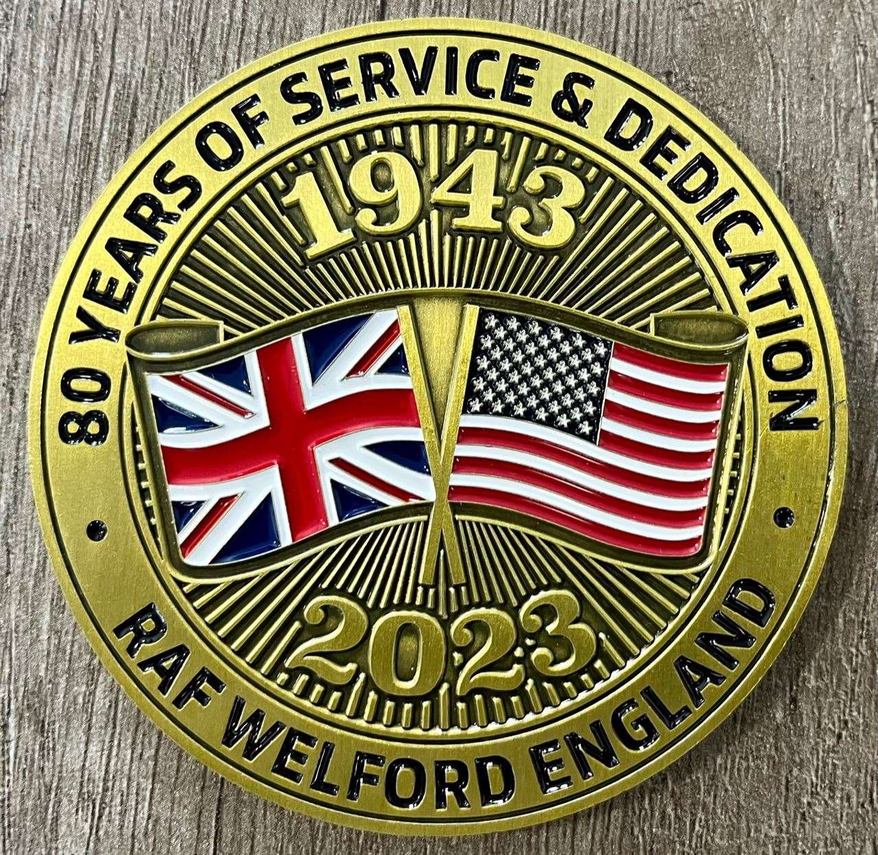 Commemorative 80th anniversary coin for RAF Welford. Credit: Bronwen Westrip