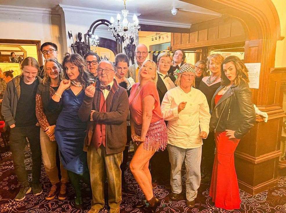 The cast of the Kingsclere Players production of Cluedo in 2022